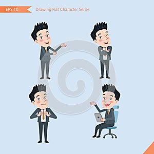 Set of drawing flat character style, business concept handsome office worker activities - introducing, confidence, office worker,
