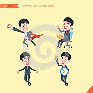 Set of drawing flat character style, business concept young office worker activities