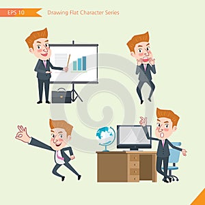 Set of drawing flat character style, business concept young office worker activities