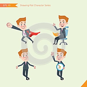 Set of drawing flat character style, business concept young office worker activities - business hero, Question, time management
