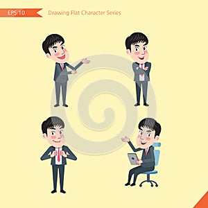 Set of drawing flat character style, business concept young office worker activities - introducing, confidence, office worker, com