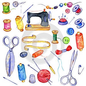 Set of drawing needlework equipment