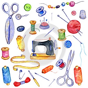 Set of drawing needlework equipment