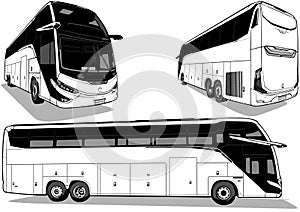 Set of Drawings of a Intercity Bus from Three Views