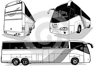 Set of Drawings of a Intercity Bus from Three Views photo