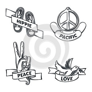 Set of drawings of peace icons