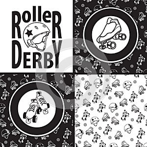 Set of drawings and seamless patterns on the theme of roller der