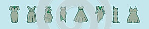 Set of dress cartoon icon design templates with various models. vector illustration isolated on blue background