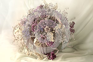 Set of dried flowers in a bouquet