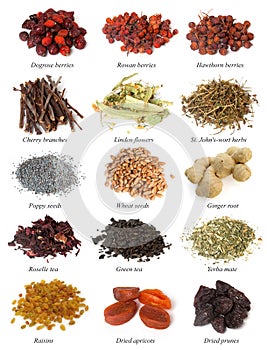 Set from dried herbs, berries and seeds