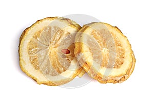 Set of dried slices and half a slice of orange and lemon