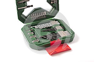 A set of bits of different sizes and shapes