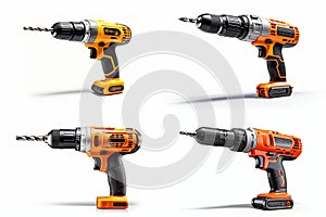 set of drills isolated on white background