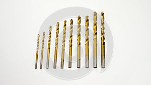 Set of drills on a white background.