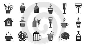 Set of Drinks, Beer and Cocktails icons. Vector