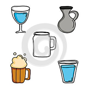 Set drinks beverages isolated icons