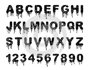 Set of dripping, grunge vector letters for your design