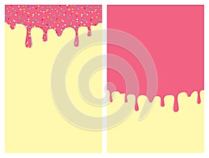 Set of Dripping Pink Donut Glaze Backgrounds