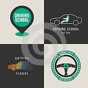 Set of driving school vector logo