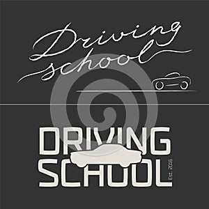 Set of driving school vector logo, emblem