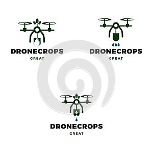 Set of Drone Crops Icon Logo Design Template