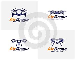 Set of Drone logo design template. Photography drone icon vector. Creative design. Illustration