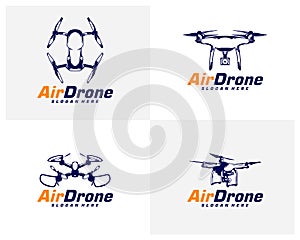 Set of Drone logo design template. Photography drone icon vector. Creative design. Illustration