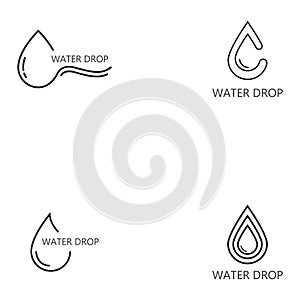 set of drop line icon water drop logo vector