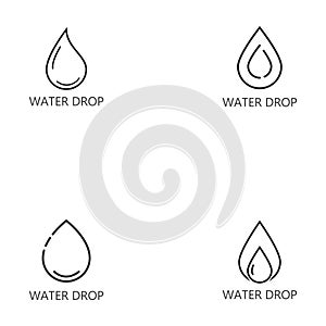 set of drop line icon water drop logo vector