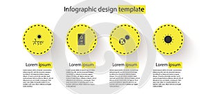 Set Drought, Weather forecast, Earth globe and sun and Sun. Business infographic template. Vector