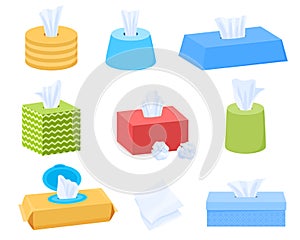 Set of dry and wet wipes. Vector illustration on a white background