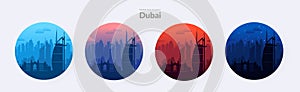 Set of Dubai, UAE famous city scape backgrounds.