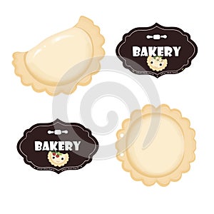 Set of dumplings, pelmeni, vector realistic label.