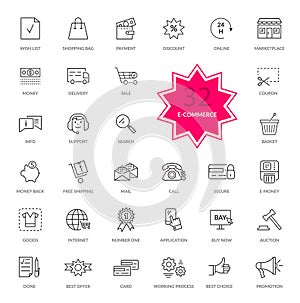 Set of E-commerce Thin, lines icons