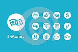 Set of e-money simple icons