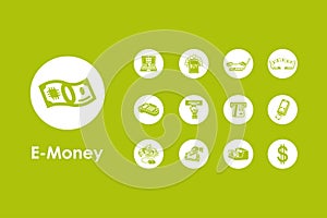 Set of e-money simple icons
