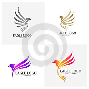 Set of Eagle logo design vector, Phoenix logo concept, Simple Eagle logo template, Icon Symbol, Creative design