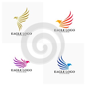 Set of Eagle logo design vector, Phoenix logo concept, Simple Eagle logo template, Icon Symbol, Creative design