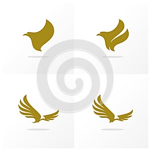 Set of Eagle logo design vector. Simple Eagle logo template. Icon Symbol