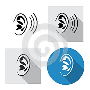 Set of ear icon side view in linear style