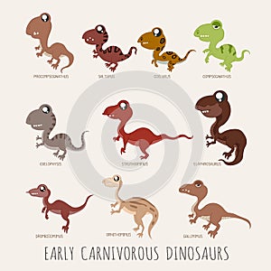 Set of Early carnivorous dinosaurs photo