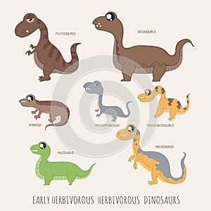 Set of Early herbivorous herbivorous dinosaurs photo