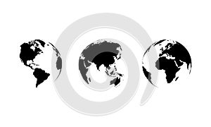 Set of Earth Icon Vector in Trendy Flat Style. World Map Symbol Illustration