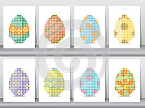 Set of Easter bunny and cross stich easter eggs on white backgrounds,rabbits ,symbol,vector illustration.