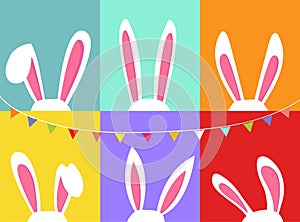 Un impostato composto da pasqua coniglietto orecchie festa bandiera celebrazione della bandiera colorato 