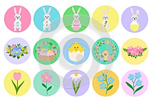 Set Easter Bunny stickers printable