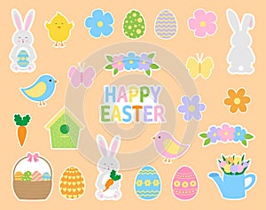 Set Easter Bunny stickers printable