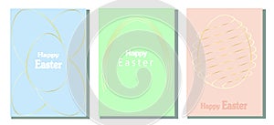 Set of Easter cards. Abstract eggs spring flowers and decorations. For poster, postcard, scrapbooking, stickers. Vector.