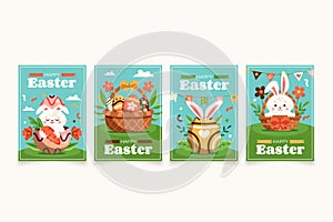 Set of Easter cards in flat style