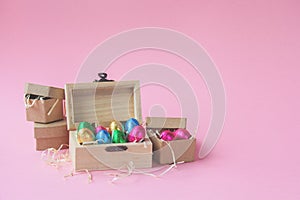 Set of Easter chocolates as a greeting card